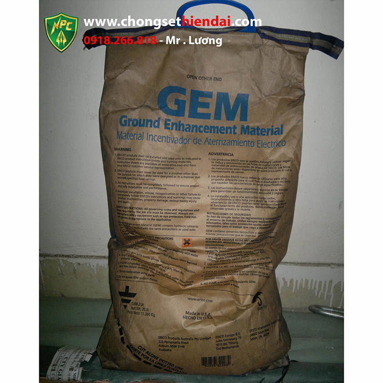 Hóa chất giảm điện trở đất gem 25A - Erico